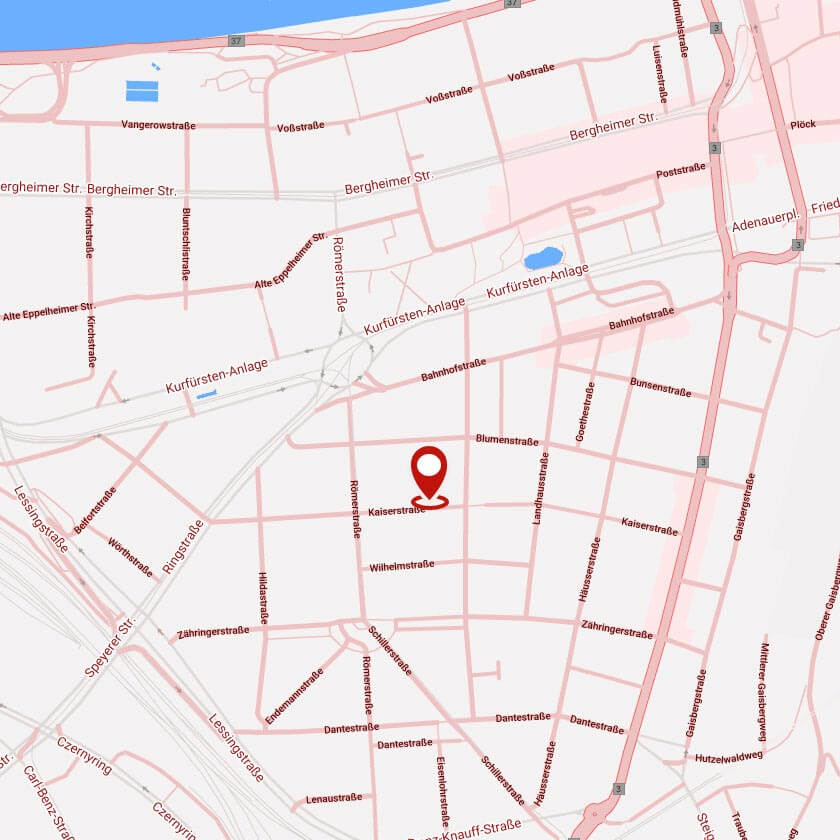 Ausschnitt eines Stadtplanes mit Kennzeichnung des Standortes